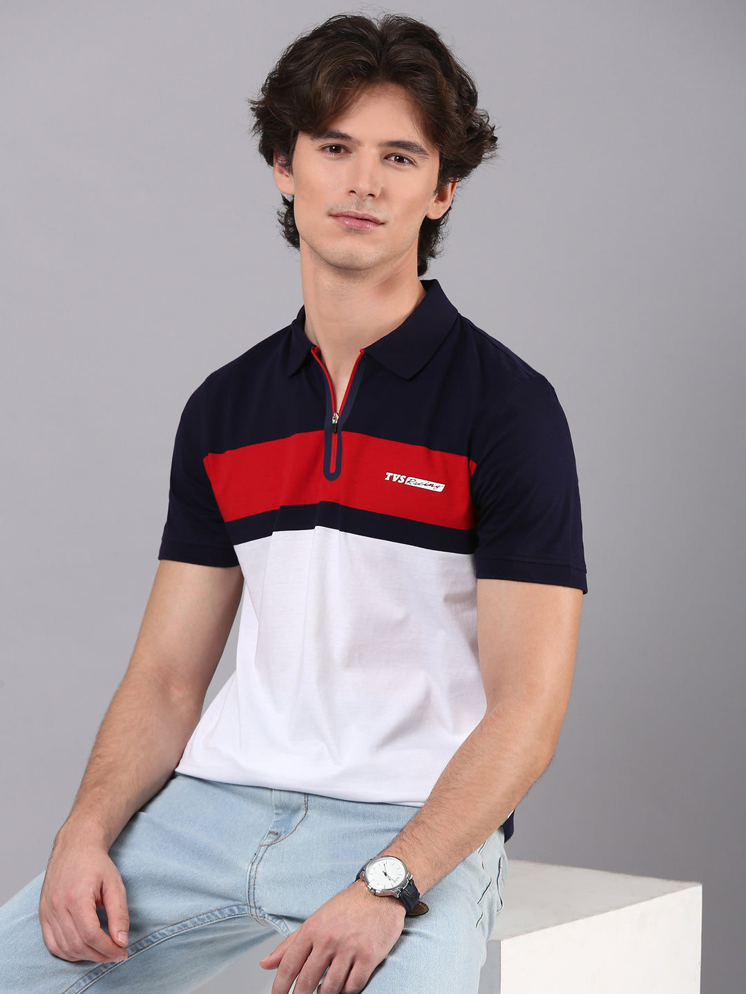 TVS Originals Racing 100% Cotton Mercerised Polo T-Shirt | 180 GSM | Sleek Zipper Placket | Soft Sheen Finish | Lightweight & Durable | Regular Fit | Heat-Sealed Neck | Premium Everyday Wear
